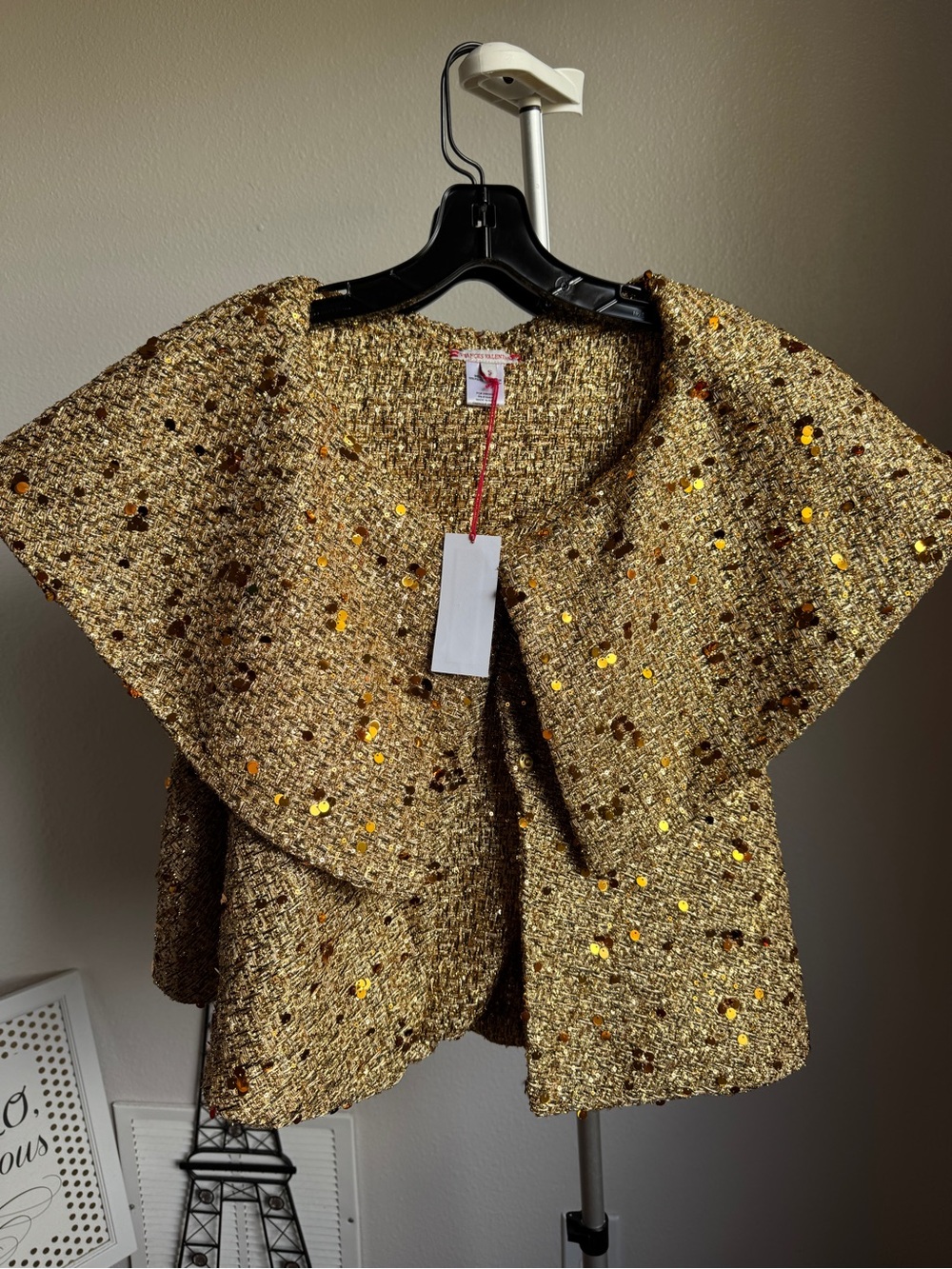 NWT Frances Valentine Peyton Sequin Swing Jacket Poly Wool Sz S - Picture 4 of 8